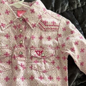 Rodeo!!! Kids Pink cowgirl Patterned Shirt